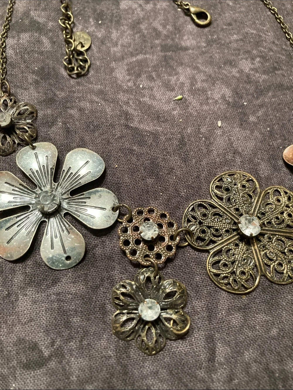 Floral Statement Necklace - Antique Mixed Metal